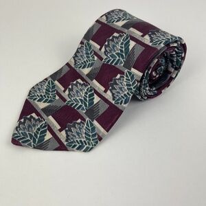 Cezani Tie Mens Red Silver 100% Silk